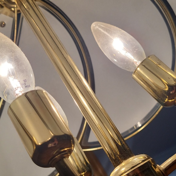 22" brass floral portable glass lamp Underwriters laboratories Inc vintage - Picture 6 of 10